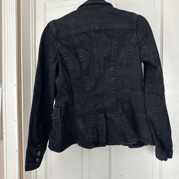 Eddie Bauer Black Denim Blazer Jacket Women S Casual Workwear Style - Picture 6 of 7